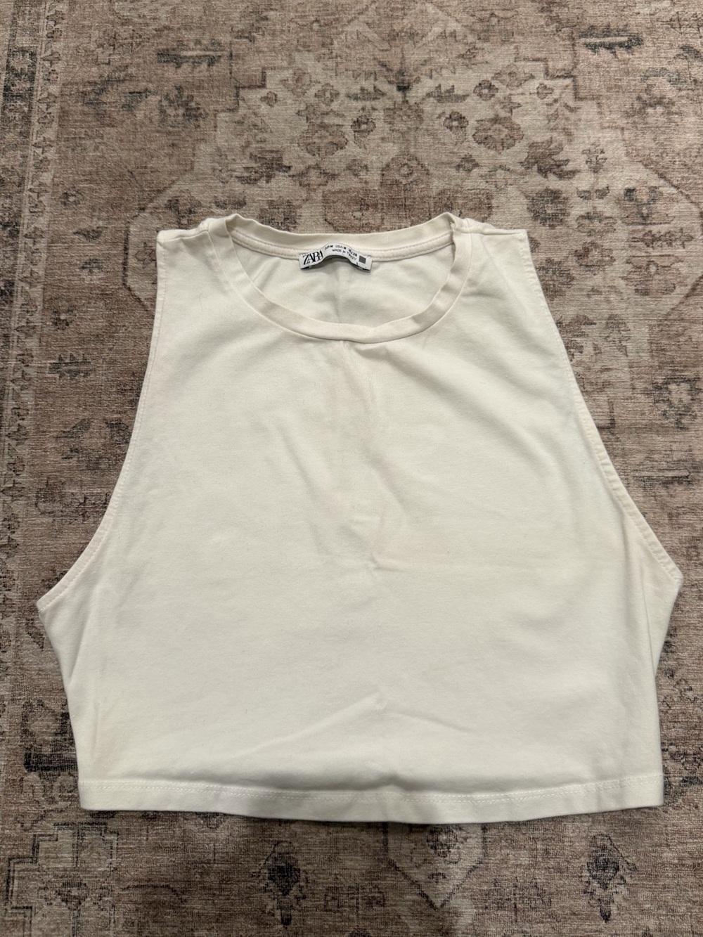 Zara Cream Cropped Muscle Tank